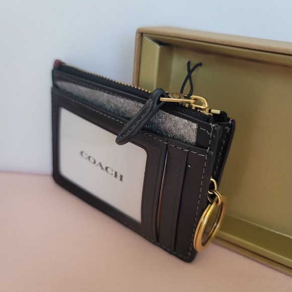 COACH Novelty Plaid Print Mini Skinny ID Case In Coated Canvas– Red Multi⭐ - Picture 9 of 15